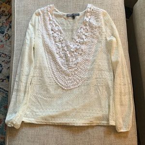 Brixon Ivy long sleeved blouse // XS // white and off-white